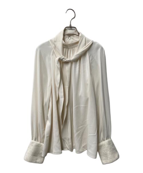 Pinky & Dianne（ピンキーアンドダイアン）Pinky & Dianne (ピンキーアンドダイアン) ジャギーカフスリボンブラウス アイボリー サイズ:38の古着・服飾アイテム