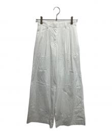 DES PRES（デ プレ）の古着「コットンストレッチポプリン 2タックワイドパンツ」｜ホワイト