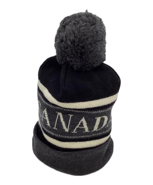 CANADA GOOSE（カナダグース）CANADA GOOSE (カナダグース) Merino Logo Pom Hat/メリノウールニットキャップ ブラックの古着・服飾アイテム