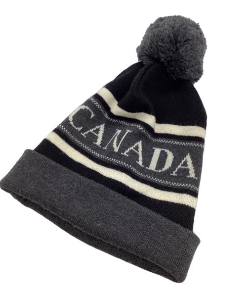 CANADA GOOSE（カナダグース）CANADA GOOSE (カナダグース) Merino Logo Pom Hat/メリノウールニットキャップ ブラックの古着・服飾アイテム