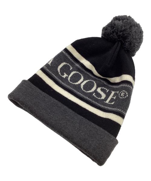 CANADA GOOSE（カナダグース）CANADA GOOSE (カナダグース) Merino Logo Pom Hat/メリノウールニットキャップ ブラックの古着・服飾アイテム