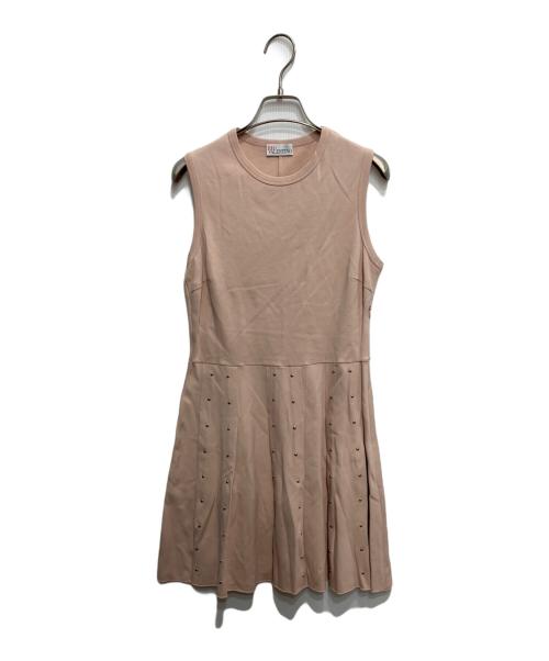 RED VALENTINO（レッドヴァレンティノ）RED VALENTINO (レッドヴァレンティノ) スタッズノースリーブワンピース ピンク サイズ:Sの古着・服飾アイテム