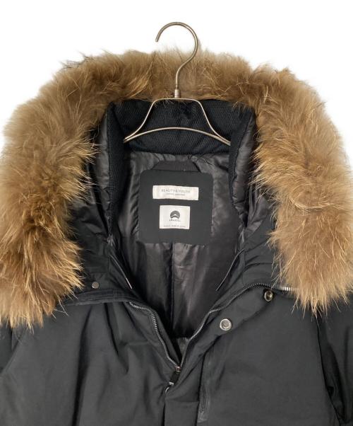 BEAUTY&YOUTH（ビューティーアンドユース）BEAUTY&YOUTH (ビューティーアンドユース) 小松マテーレ ファー ダウンジャケット ブラック サイズ:Lの古着・服飾アイテム