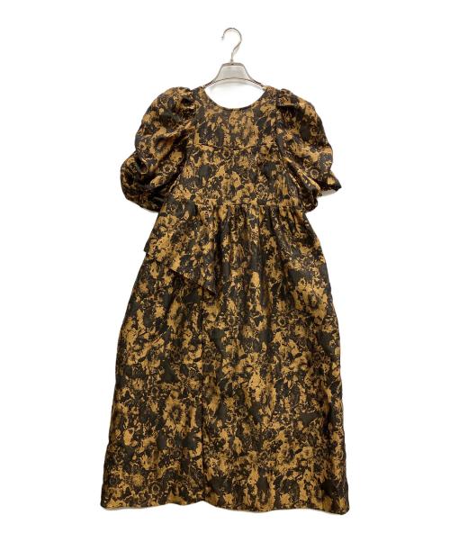 ANDRESD（アンドレスド）ANDRESD (アンドレスド) bubble sleeve jacquard dress ブラック×ゴールド サイズ:Mの古着・服飾アイテム
