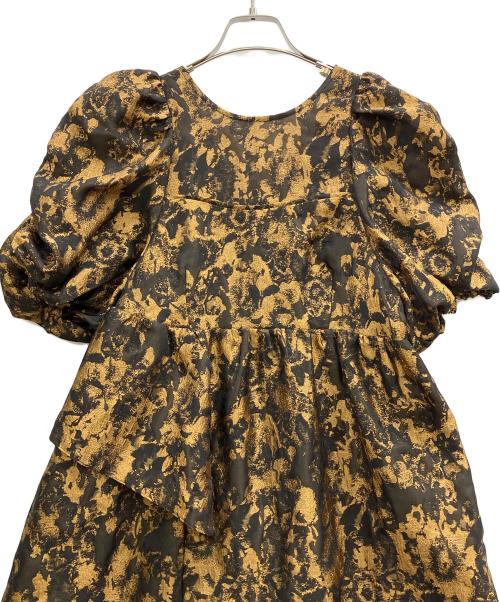 ANDRESD（アンドレスド）ANDRESD (アンドレスド) bubble sleeve jacquard dress ブラック×ゴールド サイズ:Mの古着・服飾アイテム