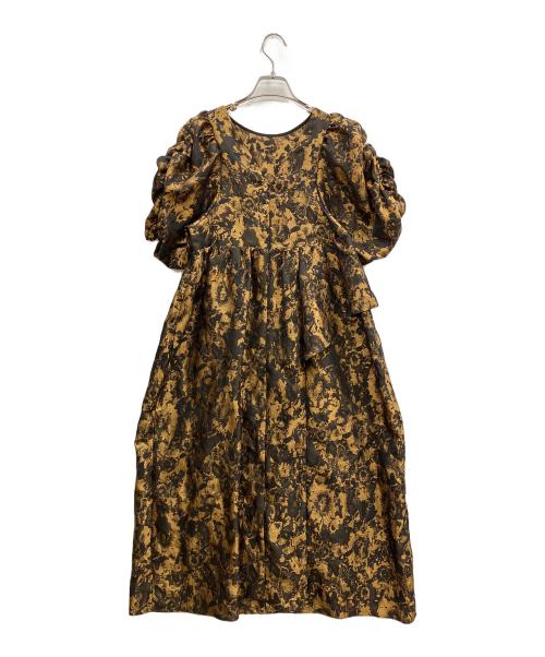 ANDRESD（アンドレスド）ANDRESD (アンドレスド) bubble sleeve jacquard dress ブラック×ゴールド サイズ:Mの古着・服飾アイテム