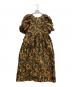 ANDRESD（アンドレスド）の古着「bubble sleeve jacquard dress」｜ブラック×ゴールド
