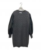 Reneルネ）の古着「異素材ケーブルニットワンピース」｜グレー