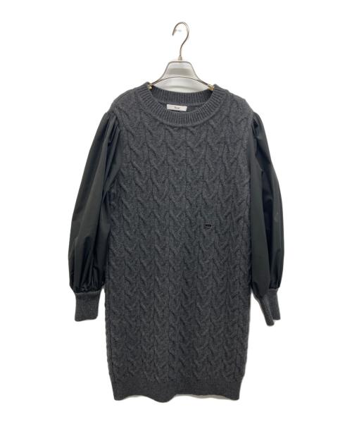 Rene（ルネ）Rene (ルネ) 異素材ケーブルニットワンピース グレー サイズ:36の古着・服飾アイテム