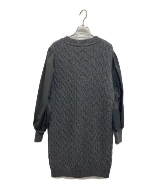 Rene（ルネ）Rene (ルネ) 異素材ケーブルニットワンピース グレー サイズ:36の古着・服飾アイテム