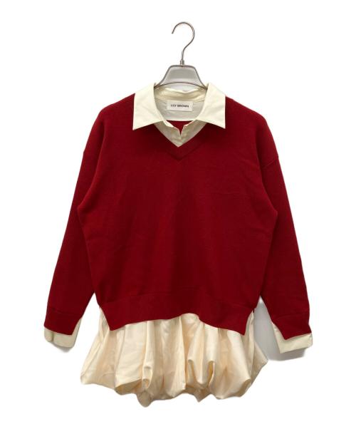 Lily Brown（リリーブラウン）Lily Brown (リリーブラウン) ニットドッキングバルーンワンピース レッド サイズ:FREEの古着・服飾アイテム