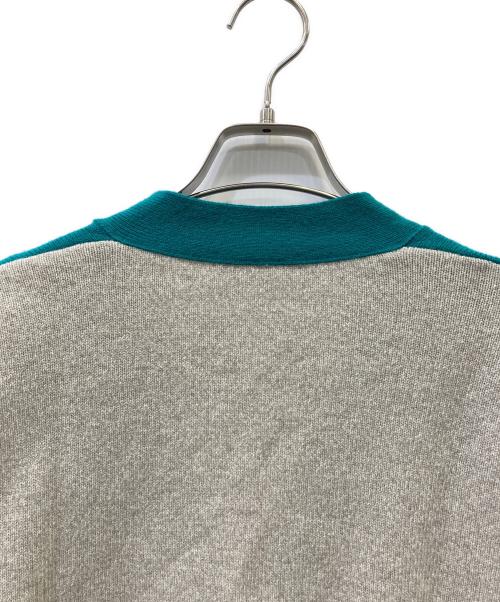 MACPHEE（マカフィー）MACPHEE (マカフィー) NZ LAMB 9G Vネックカーディガン グリーン×グレー サイズ:Sの古着・服飾アイテム