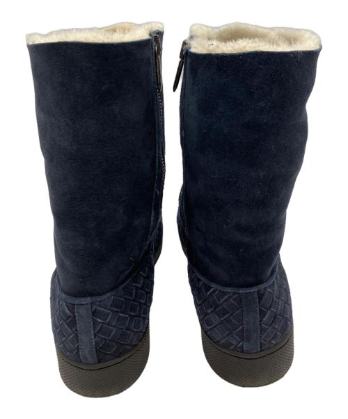 BOTTEGA VENETA（ボッテガベネタ）BOTTEGA VENETA (ボッテガベネタ) レースアップムートンブーツ ネイビー サイズ:SIZE 37の古着・服飾アイテム