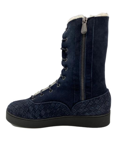 BOTTEGA VENETA（ボッテガベネタ）BOTTEGA VENETA (ボッテガベネタ) レースアップムートンブーツ ネイビー サイズ:SIZE 37の古着・服飾アイテム