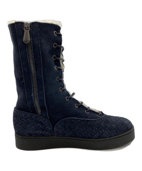 BOTTEGA VENETA（ボッテガベネタ）BOTTEGA VENETA (ボッテガベネタ) レースアップムートンブーツ ネイビー サイズ:SIZE 37の古着・服飾アイテム