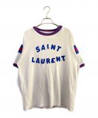 Saint Laurent Parisサンローランパリ）の古着「フェルト3Dロゴ クルーネックTシャツ」｜オフホワイト