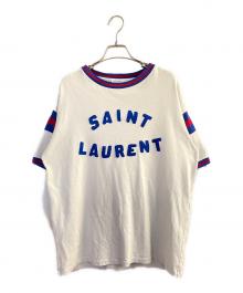 Saint Laurent Paris（サンローランパリ）の古着「フェルト3Dロゴ クルーネックTシャツ」｜オフホワイト