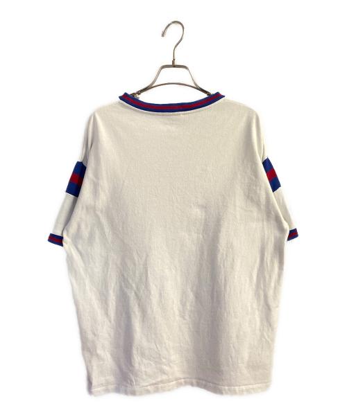 Saint Laurent Paris（サンローランパリ）Saint Laurent Paris (サンローランパリ) フェルト3Dロゴ クルーネックTシャツ オフホワイト サイズ:Lの古着・服飾アイテム