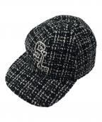 Saint Laurent Parisサンローランパリ）の古着「SLロゴ ツイード ベースボールキャップ」｜ブラック
