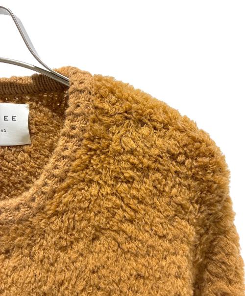 MACPHEE（マカフィー）MACPHEE (マカフィー) ムートン クルーネックカーディガン ブラウン サイズ:S 未使用品の古着・服飾アイテム