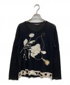 LEONARDレオナール）の古着「ビーズ刺繍ニット」｜ブラック
