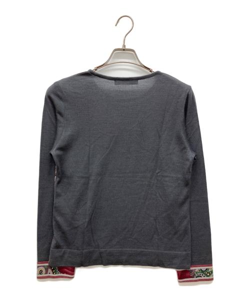 LAONARD（レオナード）LAONARD (レオナード) カシミヤシルク花柄クルーネックニット グレー サイズ:40の古着・服飾アイテム