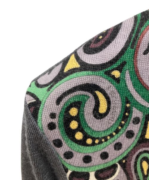 LAONARD（レオナード）LAONARD (レオナード) カシミヤシルク花柄クルーネックニット グレー サイズ:40の古着・服飾アイテム