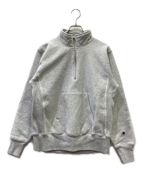 Champion REVERSE WEAVE（チャンピオン リバース ウィーブ）Champion REVERSE WEAVE (チャンピオン リバース ウィーブ) ハーフジップスウェットシャツ ライトグレー サイズ:Ｌの古着・服飾アイテム