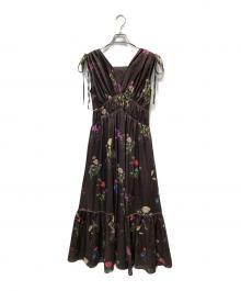 Snidel（スナイデル）の古着「フラワードロストディティールワンピース」｜ブラウン