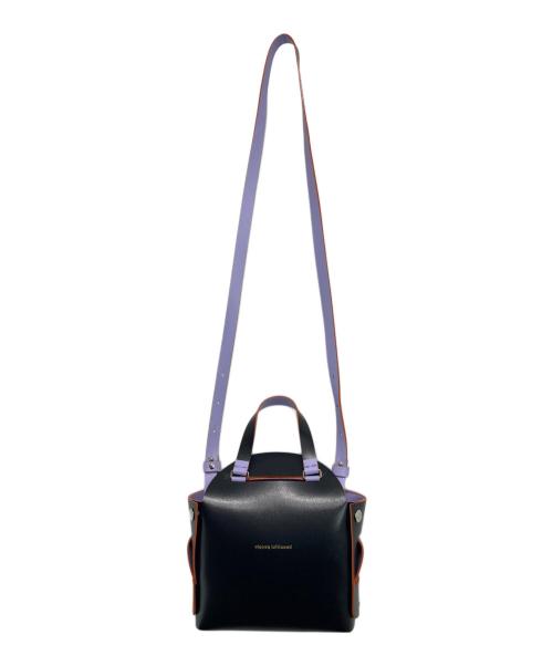 beautiful people（ビューティフルピープル）beautiful people (ビューティフルピープル) mini cake bag in double sided cowhide ブラック×パープルの古着・服飾アイテム