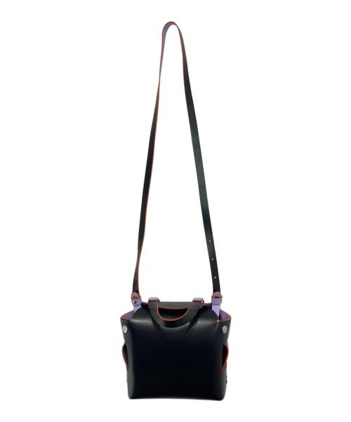 beautiful people（ビューティフルピープル）beautiful people (ビューティフルピープル) mini cake bag in double sided cowhide ブラック×パープルの古着・服飾アイテム