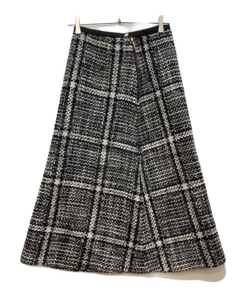 Bluelea（ブルレア）BLUELEA (ブルレア) ツイードフレアスカート ホワイト×ブラック サイズ:38の古着・服飾アイテム