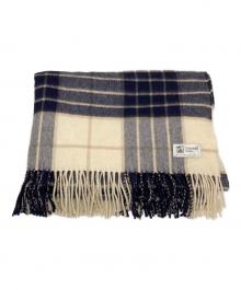 JOHNSTONS OF ELGIN（ジョンストンズオブエルガン）の古着「カシミヤ100％大判ストール」｜ネイビー