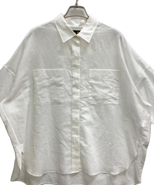 DRAWER（ドゥロワー）Drawer (ドゥロワー) ハーフスリーブ比翼シャツ ホワイト サイズ:36の古着・服飾アイテム