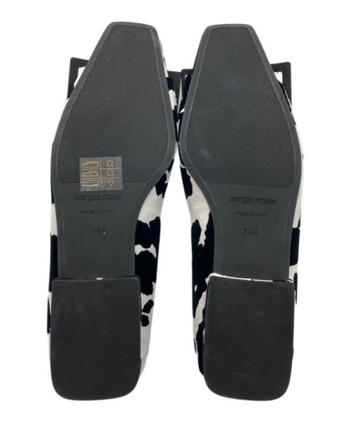 sergio rossi（セルジオロッシ）sergio rossi (セルジオロッシ) COW FLOCK アニマル柄パンプス ブラック×ホワイト サイズ:34 1/2の古着・服飾アイテム