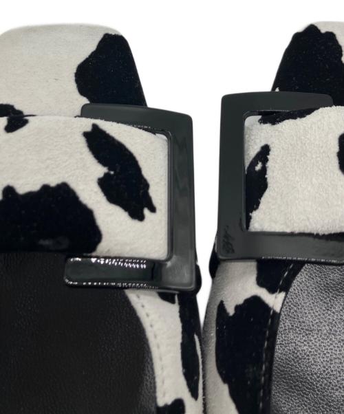 sergio rossi（セルジオロッシ）sergio rossi (セルジオロッシ) COW FLOCK アニマル柄パンプス ブラック×ホワイト サイズ:34 1/2の古着・服飾アイテム