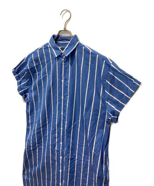 POLO RALPH LAUREN（ポロ・ラルフローレン）POLO RALPH LAUREN (ポロ・ラルフローレン) ストライプ半袖シャツワンピース ブルー サイズ:Mの古着・服飾アイテム
