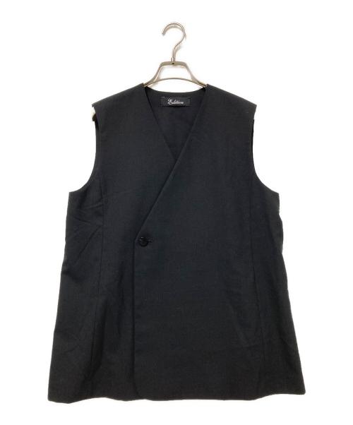 edition（エディション）edition (エディション) ウールトロピカル Vネックジレ ブラック サイズ:Fの古着・服飾アイテム