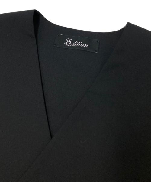 edition（エディション）edition (エディション) ウールトロピカル Vネックジレ ブラック サイズ:Fの古着・服飾アイテム