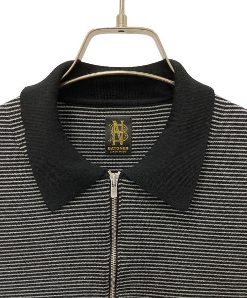 BATONER（バトナ―）BATONER (バトナ―) 32G SMOOTH WOOL POLO HALF ZIP ブラック×グレー サイズ:1の古着・服飾アイテム