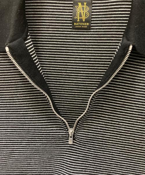 BATONER（バトナ―）BATONER (バトナ―) 32G SMOOTH WOOL POLO HALF ZIP ブラック×グレー サイズ:1の古着・服飾アイテム