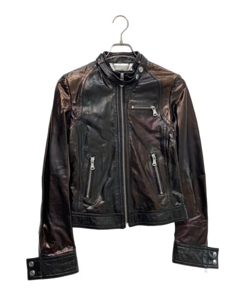 D&G（ディーアンドジー）D&G (ディーアンドジー) パテントラムレザージャケット ブラウン サイズ:40の古着・服飾アイテム