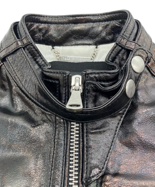 D&G（ディーアンドジー）D&G (ディーアンドジー) パテントラムレザージャケット ブラウン サイズ:40の古着・服飾アイテム