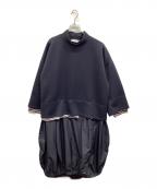 nagonstansナゴンスタンス）の古着「ダンボールレイヤードドレス」｜ネイビー