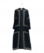 HYKEハイク）の古着「PRINTED BALLOON SLEEVE DRESS」｜ネイビー