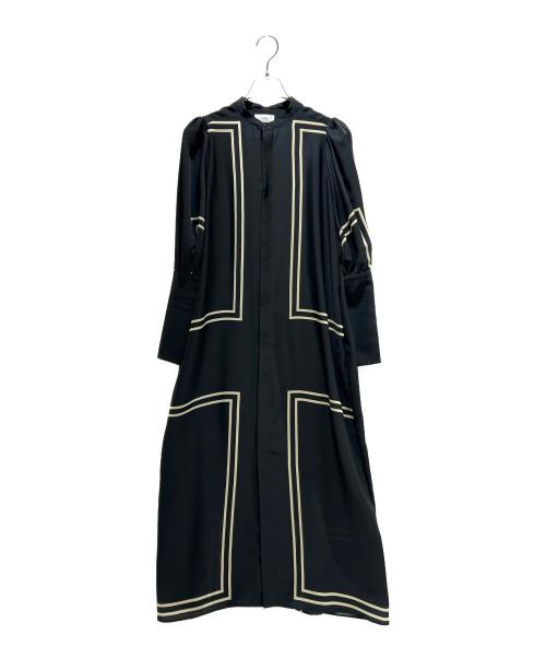 HYKE（ハイク）HYKE (ハイク) PRINTED BALLOON SLEEVE DRESS ネイビー サイズ:1の古着・服飾アイテム