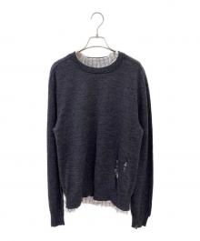 Maison Margiela（メゾンマルジェラ）の古着「ダメージ加工クルーネックニット」｜グレー