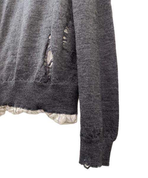 Maison Margiela（メゾンマルジェラ）Maison Margiela (メゾンマルジェラ) ダメージ加工クルーネックニット グレー サイズ:Mの古着・服飾アイテム