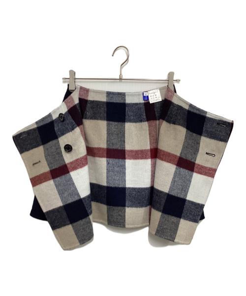 BLUE LABEL CRESTBRIDGE（ブルーレーベルクレストブリッジ）BLUE LABEL CRESTBRIDGE (ブルーレーベルクレストブリッジ) チェックリバーポリウール巻きスカート ネイビー サイズ:36の古着・服飾アイテム