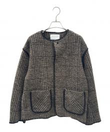 MACPHEE（マカフィー）の古着「チェックスパーク クルーネックジャケット」｜ブラウン